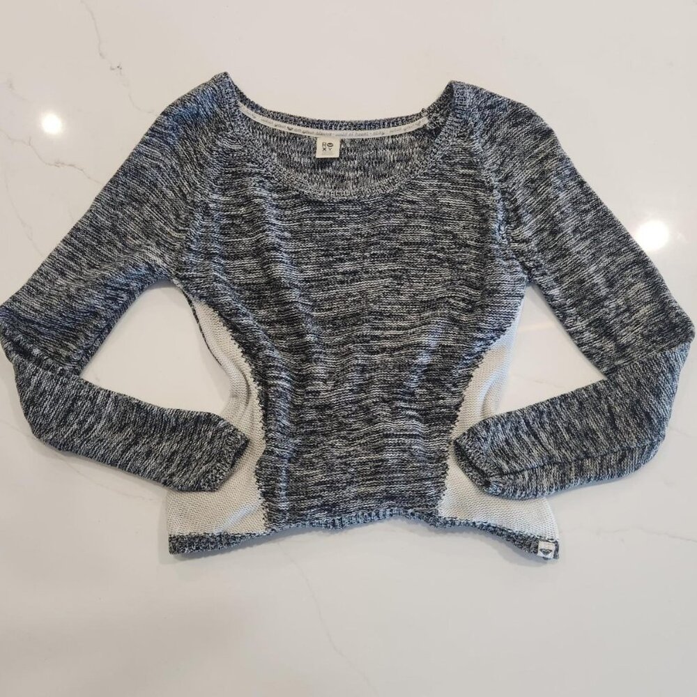 Y2K Roxy Sz S Cotton Gray white Marled Sweatshirt Top Textured Beach Coastal